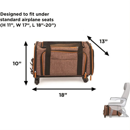 Airline-Certified Expandable Luxury Pet Carrier (With Wheels) - Dual-Wheel Pet Carrier - Pet Carrier with Retractable Handle