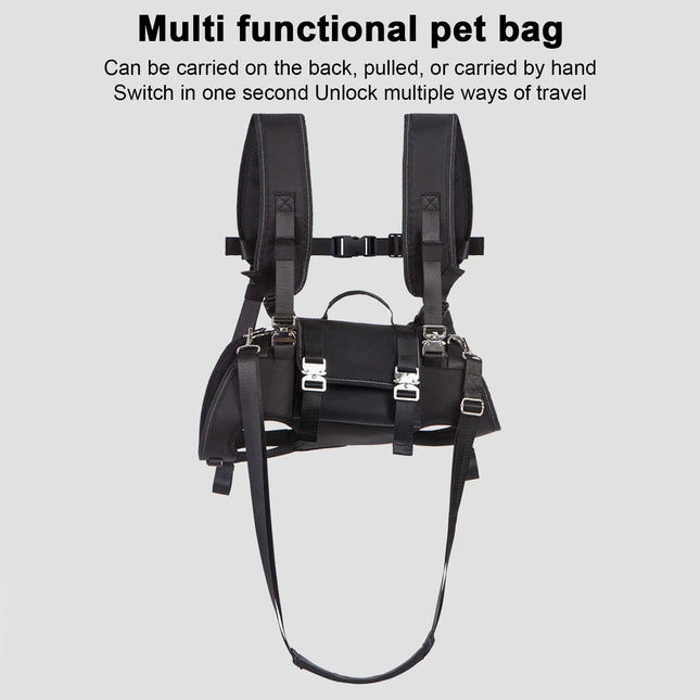 Spine-Friendly Horizontal Dog Backpack Carrier - 3-Way Carry, Breathable Oxford, Medium to Large Dogs