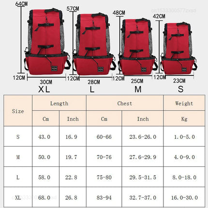 Polyester Reflective Dog Carrier Backpack - S(1-5kg)/M(4-9kg)/L(8-16kg)/XL(15-28kg), Washable, Gray/Black