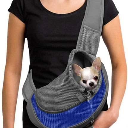 Hands-Free Pet Sling Carrier - S/L, Safety Hook, Large Zipper Pocket, Breathable Mesh, Fuchsia/Red/Black/Blue