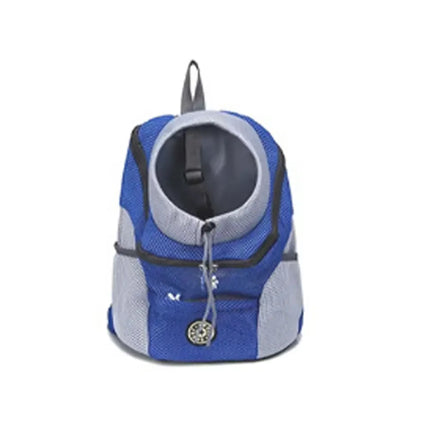 Portable Double Shoulder Pet Dog Carrier Backpack - S/M/L, Breathable, Orange Red/Blue