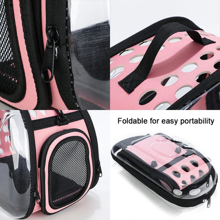 EVA Foldable Transparent Pet Carrier - S(35x20x22cm, up to 1.5kg) / L(42x33x28cm, up to 4kg), 5 Colors