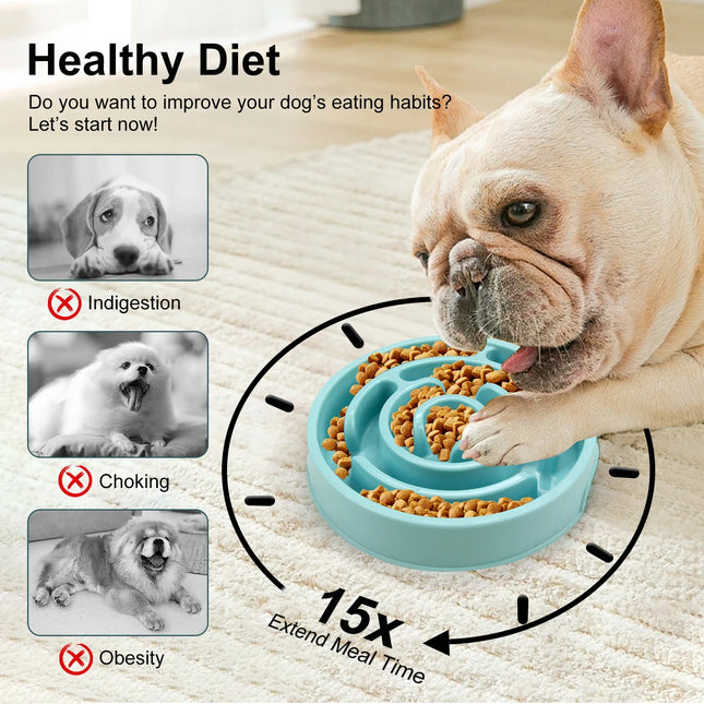Maze Style Slow Feeder Dog Bowl - Non-Slip, Anti-Gulping for Dogs & Cats