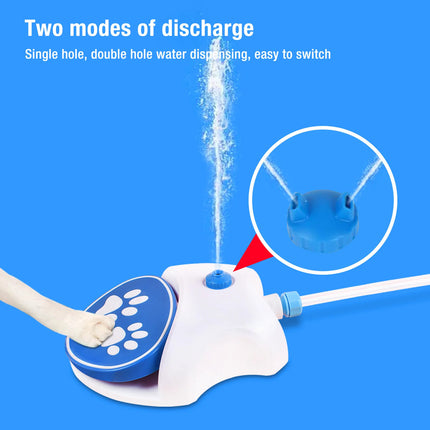Paw Activated Outdoor Dog Water Fountain - Step-On Dispenser with Hose for Lawn