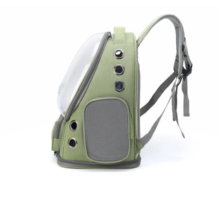ABS Oxford Transparent Folding Pet Carrier Backpack - 42x27x34cm, Anti-Scratch, XXL, Gray/Army Green