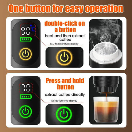 Foombthe Portable Espresso Coffee Machine With Digital Display 3-in-1 Capsule Coffee Maker for Car & Home Camping Coffee Maker