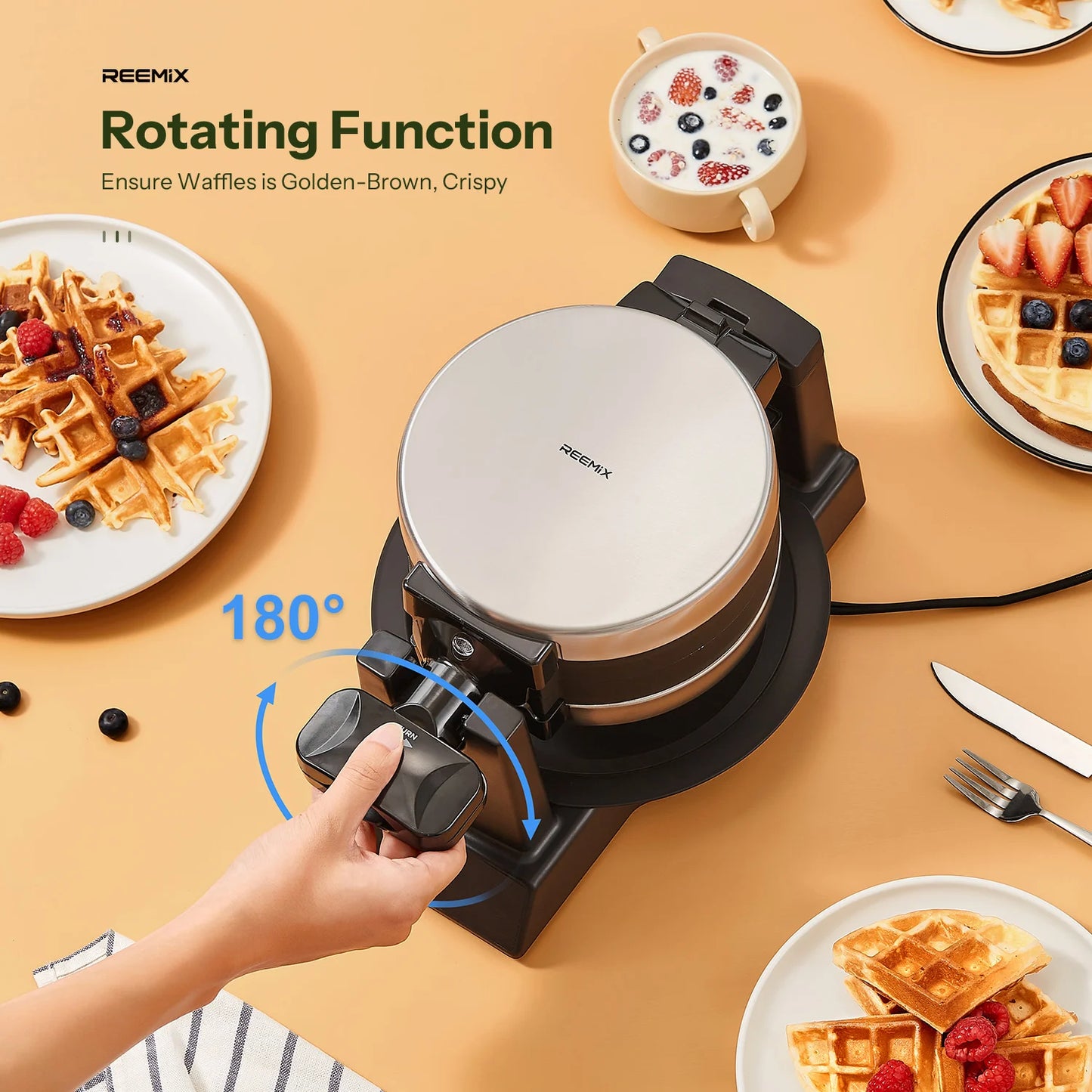 4-Slice Belgian Waffle Maker, 3 Browning Levels with Nonstick Square Waffler Iron Plates, 1200 Watts, Compact Design