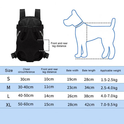 Adjustable Legs-Out Pet Front Carrier Backpack - S/M/L/XL, Hiking & Riding, 6 Colors