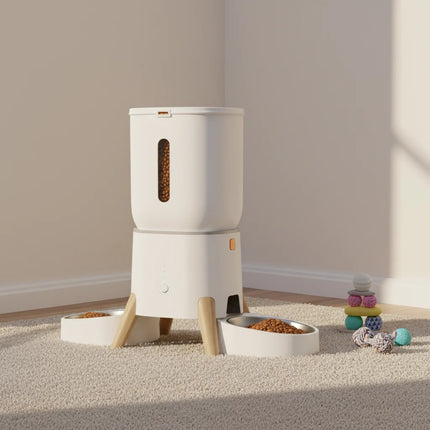 YTYIN 5L Smart App-Controlled Dual-Bowl Automatic Pet Feeder - Stainless Steel, Timer for Cats & Dogs
