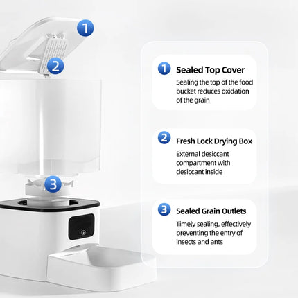 6L Smart Automatic Pet Feeder - Tuya App Timer Control, Stainless Steel Double Bowl for Dogs & Cats