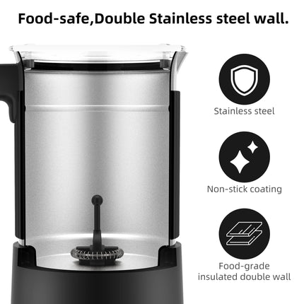 BioloMix 5-in-1 Automatic Hot/Cold Foam and Hot Chocolate Maker,Detachable Milk Frother and Steamer,Dishwasher Safe