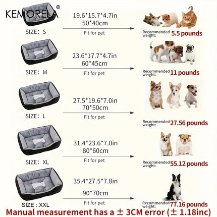 Orthopedic Plush Dog Bed - High Rebound PP Fill, Breathable, All Seasons (S-XXL)