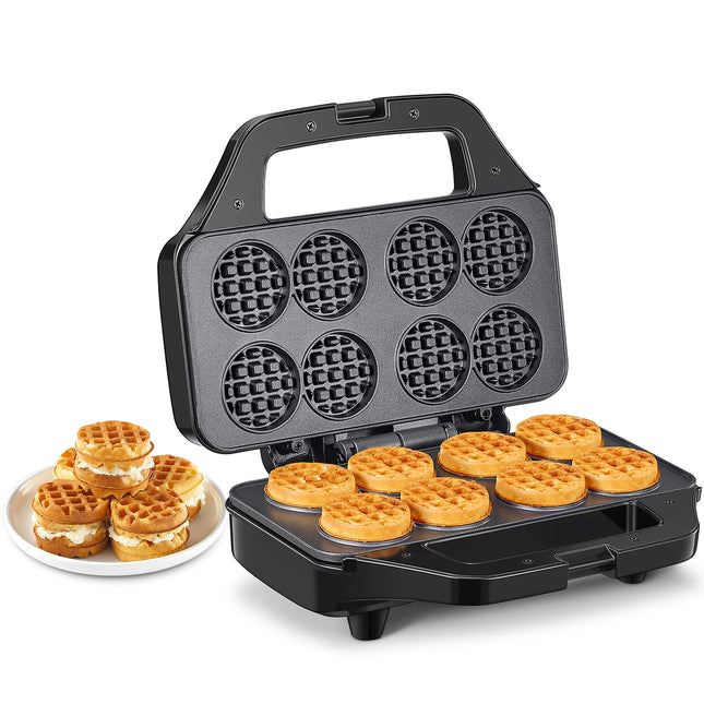 Waffle Maker, Reemix Multi Mini Waffle Iron Bake 8 x 1.8 Inch Small Waffles, Nonstick Waffle Iron with Quick Heat-Up