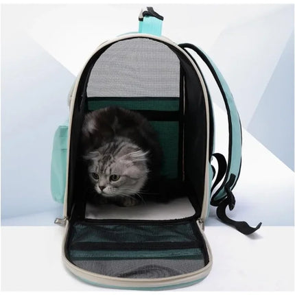 Windproof Cat Carrier Backpack with Cushion - Oxford PVC, 37x25x34cm, 6 Colors