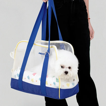 Breathable Nylon Pet Carrier Backpack - up to 6kg, Bag + Mat Options, Blue/Gray