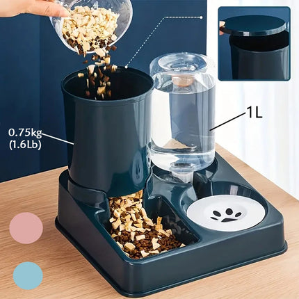2-in-1 Gravity Pet Feeder & Water Dispenser Set - Tilted Automatic Food and Water for Cats & Dogs