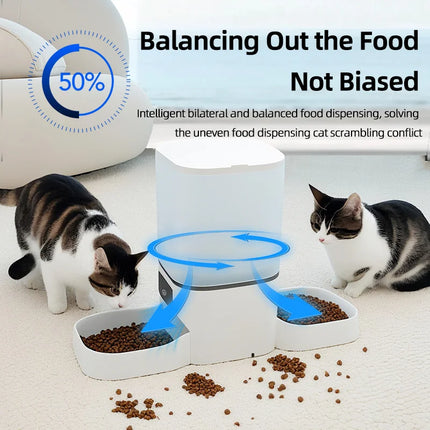 6L Smart Automatic Pet Feeder - Tuya App Timer Control, Stainless Steel Double Bowl for Dogs & Cats