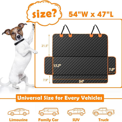 Dog Car Seat Cover Hammock - Waterproof Travel Mat for Small, Medium & Large Dogs