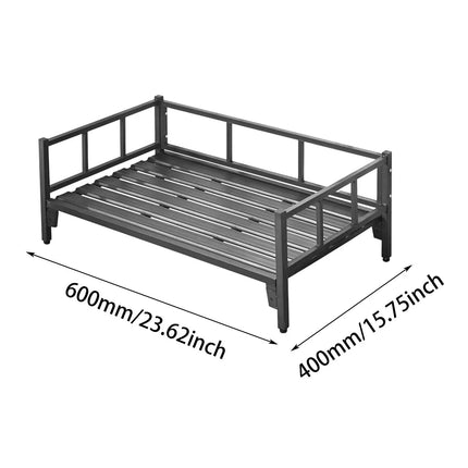 Elevated Dog Bed with Rails - Adjustable Height Metal Frame, Non-Slip Feet, 60x40cm