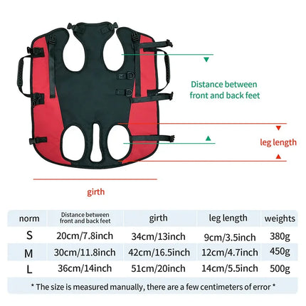 Dog Support Backpack Carrier - Lift Assist for Senior, Injured & Disabled Dogs on Stairs & Cars