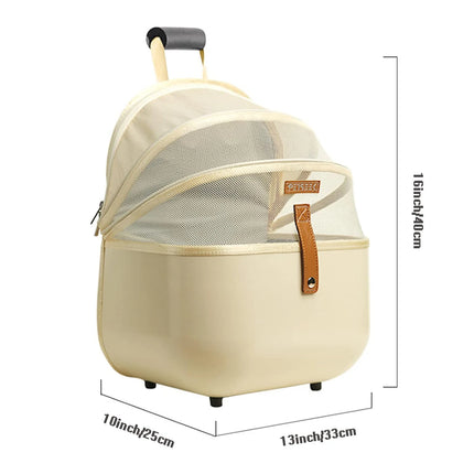 Airline-Fit Breathable Cat Carrier Backpack - 16x13x10in, up to 14lb/9lb, Multi-Vent, Beige