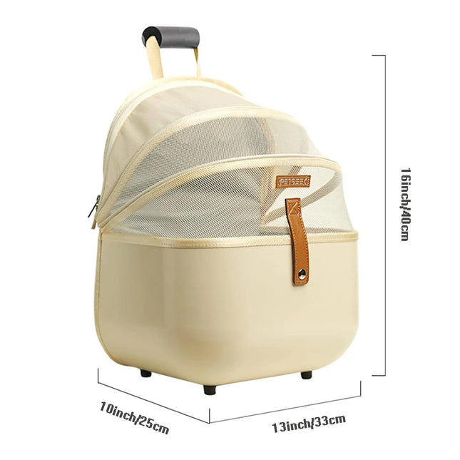 Airline-Fit Breathable Cat Carrier Backpack - 16x13x10in, up to 14lb/9lb, Multi-Vent, Beige