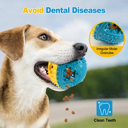 Dog Chew Toy - Rubber Teeth Grinding & Treat Dispensing Ball with Bell