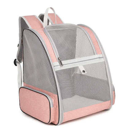 Foldable Breathable Pet Cat Carrier Bag - Outdoor Travel Backpack, 32x28x41cm, Grey/Pink/Black