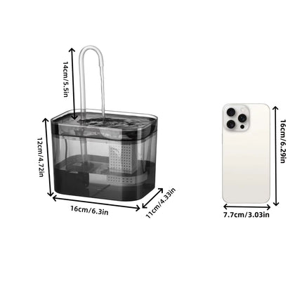 1.5L Ultra-Quiet Cat Water Fountain - Anti-Dry Burn, Circulating Filter, 25-30dB for Cats & Dogs