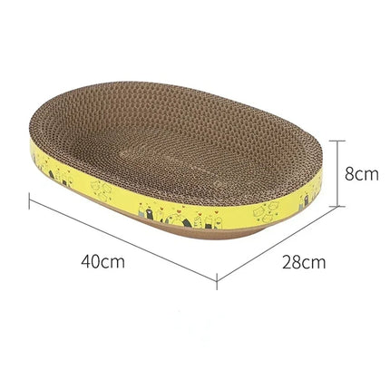 Oval Corrugated Cat Scratching Board - Claw Grinding Pad with Catnip, Protects Furniture