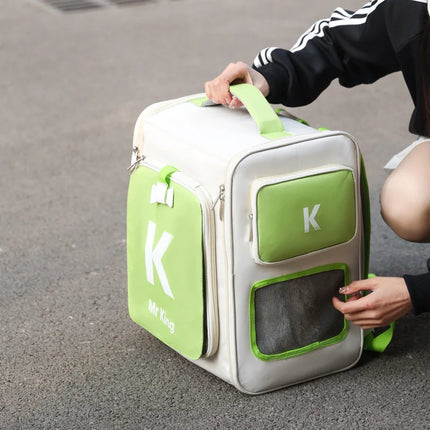 Large Space Foldable Cat Carrier Backpack - 32x42x26cm, Escape-Proof, up to 8kg, Pink/Orange/Brown/Green