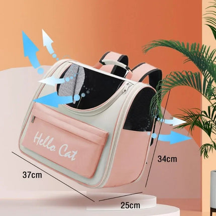 Windproof Cat Carrier Backpack with Cushion - Oxford PVC, 37x25x34cm, 6 Colors