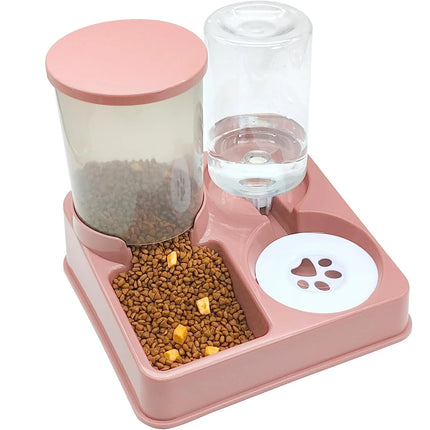 2-in-1 Gravity Pet Feeder & Water Dispenser Set - Tilted Automatic Food and Water for Cats & Dogs