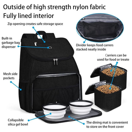 Water-Resistant Pet Travel Backpack - Weekend Tote with Food & Accessories Storage, XL