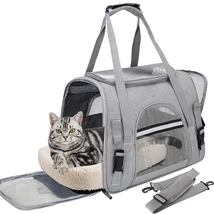 Airline Approved Soft Pet Carrier Bag - up to 20lbs, M/L, with Mat, 5 Colors