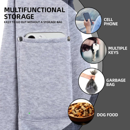 Polyester Hands-Free Dog Sling Carrier Purse - up to 7.5kg, Pocket & Safety Harness, Gray