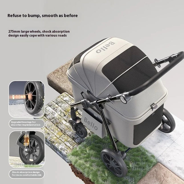 Portable 3-Wheel Pet Stroller - Foldable Dog & Cat Jogger with Storage Basket