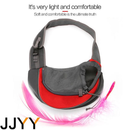 Mesh Nylon Pet Carrier Shoulder Sling - S(up to 4kg) / L(up to 9kg), Black/Red/Blue