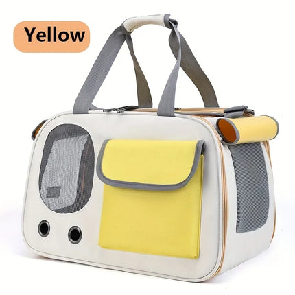 Portable Nylon Pet Carrier Bag for Cats & Small Dogs - Travel & Outdoor, Yellow/Green/Black