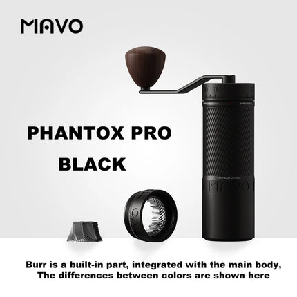 MAVO PHANTOX PRO Manual Coffee Grinder 45mm burr / 120 clicks /3 bearings fix the central shaft / Hand-crank Coffee Bean Grinder