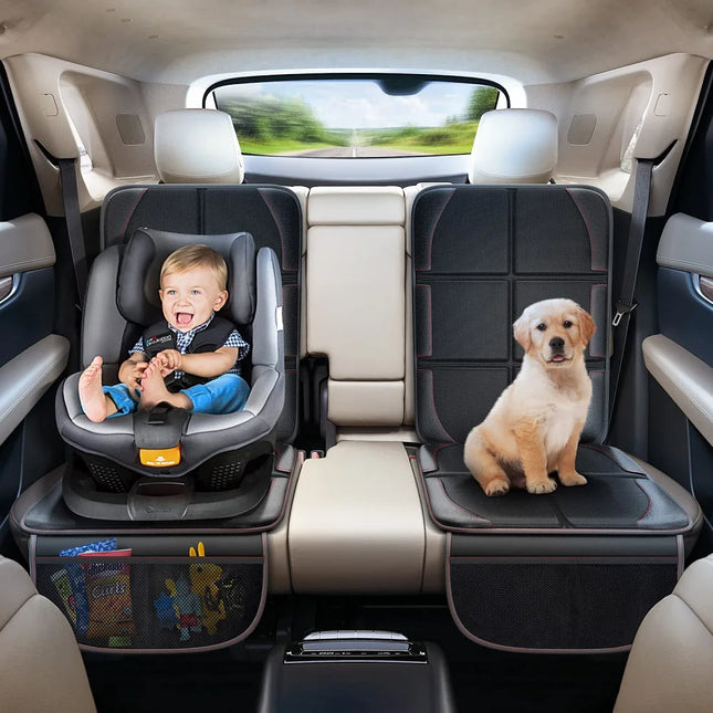 Car Seat Protector for Kids & Pets - 5-Layer Non-Slip Pad with Storage Pockets, Universal Fit