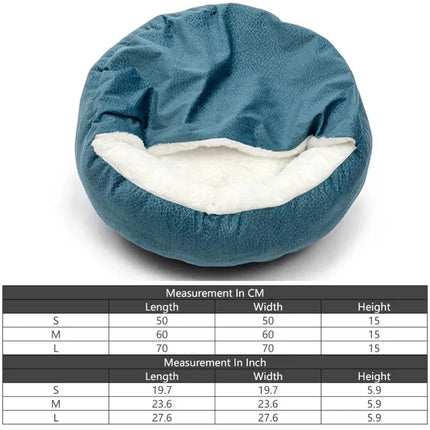 Orthopedic Dog Bed with Hooded Blanket - Waterproof Corduroy, Machine Washable (S/M/L)