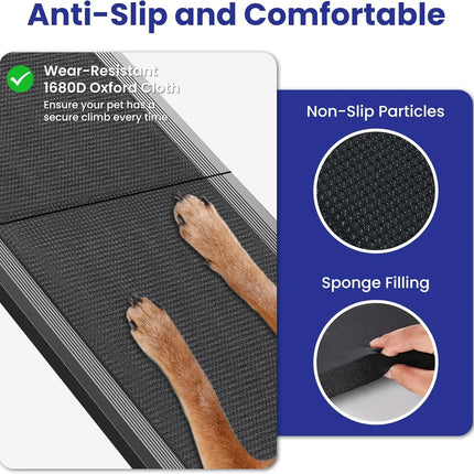 Folding Dog Ramp for Car - Extra Long Non-Slip Ramp for Large Dogs, Supports up to 250lbs