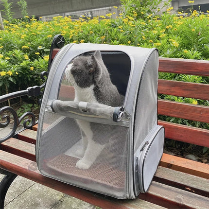 Pet Carrier Backpack with Safety Zippers & Cushion Back - 42x32x38cm, Pink/Gray/Blue/Black