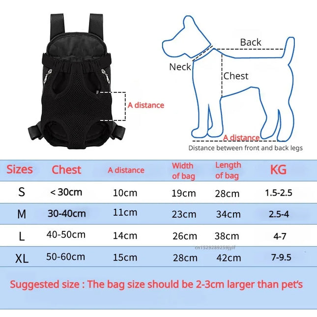 Mesh Pet Front Carrier Backpack - Breathable Double Shoulder, S/M/L/XL, Red/Blue/Beige/Pink/Navy/Black