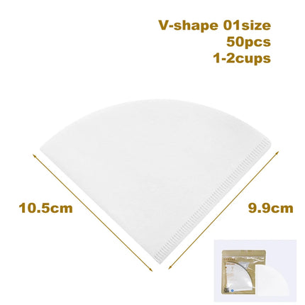 TIMEMORE Coffee Filter Paper 50pcs Pour Over Coffee Paper Filters Home V-Shaped Filter Paper Work With Cone Coffee Dripper