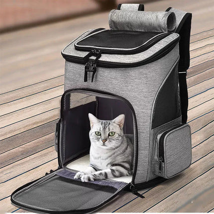 Foldable Expandable Pet Cat Carrier Backpack - Breathable Nylon, up to 6.5kg