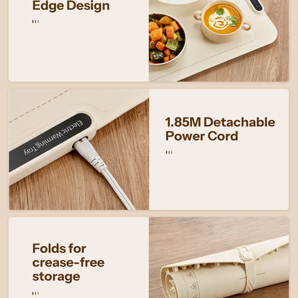 Electric Warming Tray, Yabano Foldable Food Warming Mat with 3 Temperature Settings, Auto Shut-Off Food Warmer for Buffet