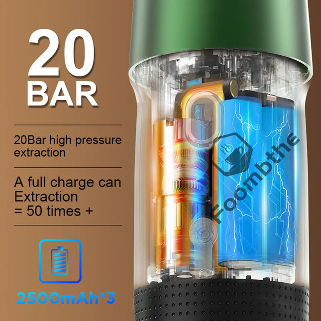 Foombthe Electric Portable Coffee Machine Italian Espresso Machine for Car & Home 3-in-1 Capsule Powder Travel Coffee Maker