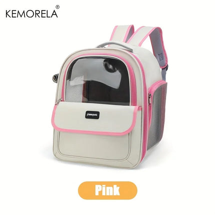 Large Transparent Capsule Pet Backpack - Breathable Outdoor Carrier, Yellow/Pink/Black/Grey